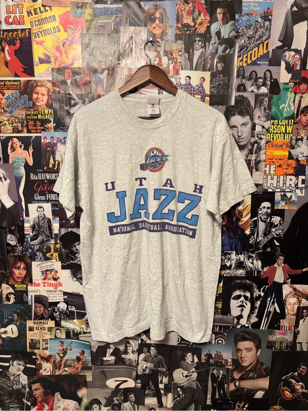Fruit of the Loom Utah Jazz Gray Short Sleeve Tee with Blue Logo